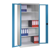 Stahlschrank 8920-055 S10118 lichtgrau, lichtblau, Acrylglas 93,0 x 40,0 x 195,0 cm, aufgebaut